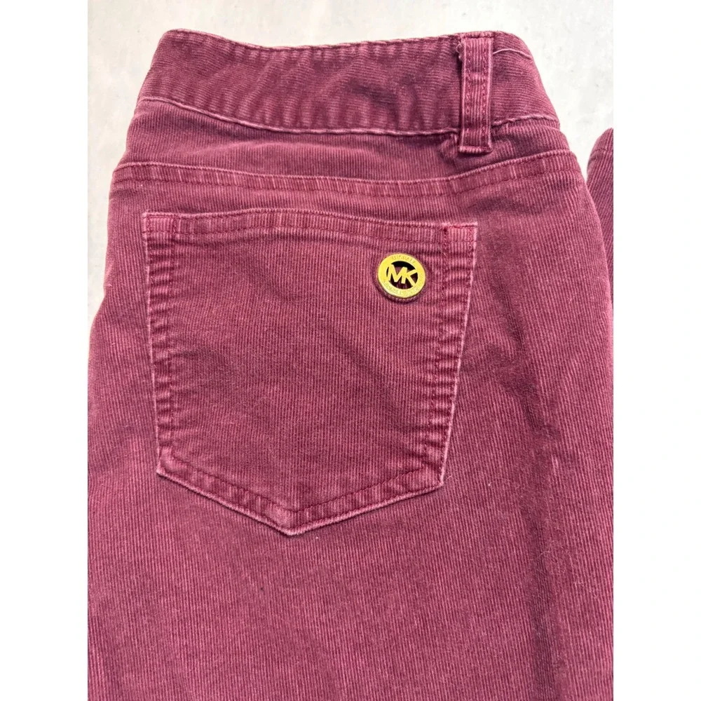 Michael Kors Burgundy Corduroy Pants Slim‎ Fit Women Size 6 - Picture 9 of 10